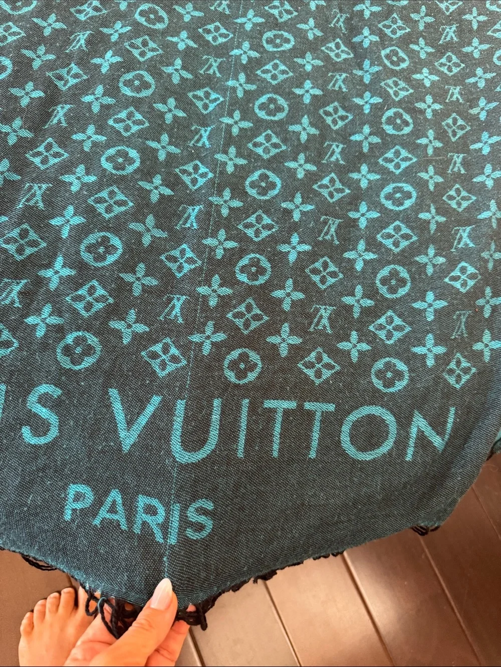 Louis Vuitton Turquoise Monogram baby cashmere scarf 66 inx25 inches